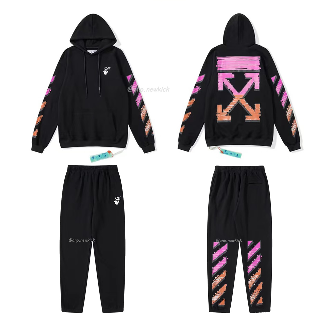 Off White Marker Hoodie Black Fuchsia Red Beige (1) - www.newkick.vip